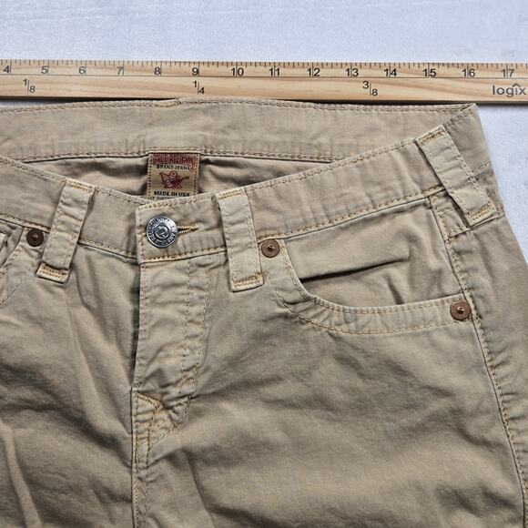 True Religion Jeans Cropped Tan Beige Women Size 29 (32x23) Lisa Flap Pockets - Picture 3 of 11